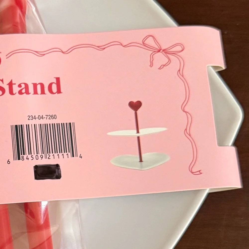 Target Bullseye Playground Heart-Shaped Cake Stand, Two-Tier White & Red, New!